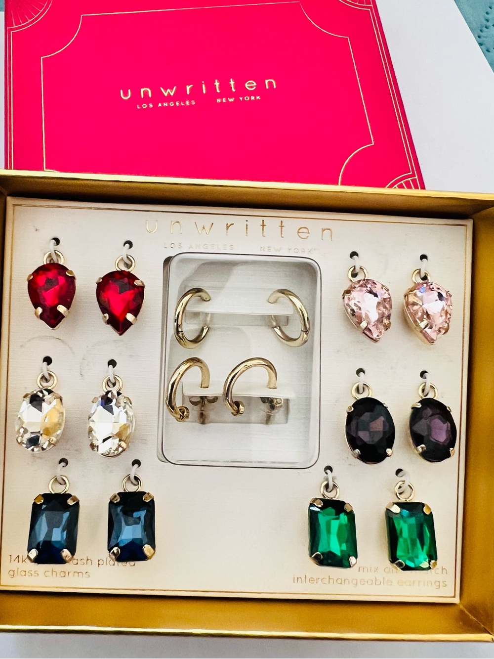 Unwritten Women's Interchangeable Multicolor Gem Earrings Set NWT